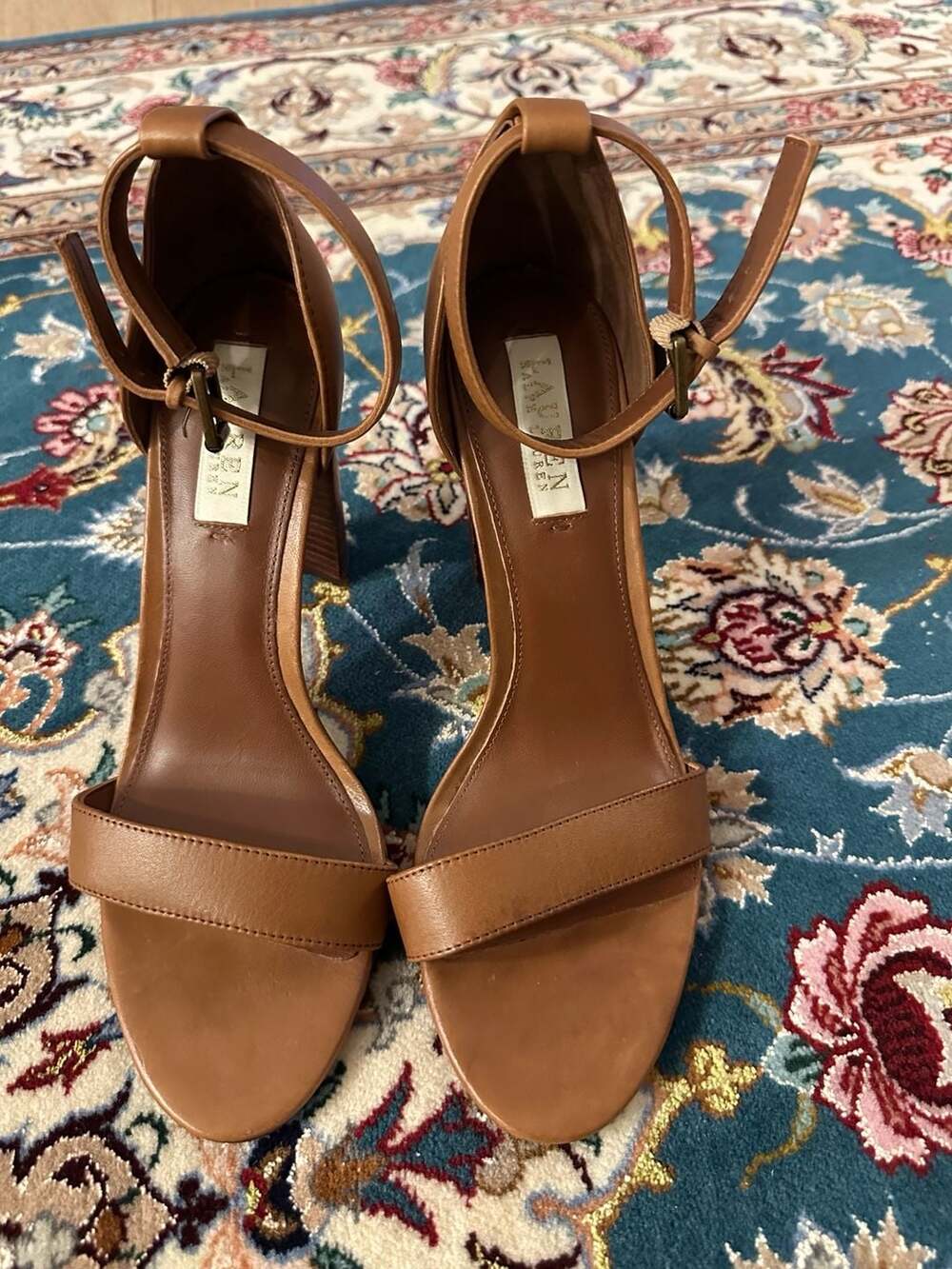 Lauren Ralph Lauren Kendal Burnished Leather Ankle Strap Sandals